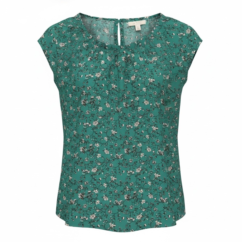 LC Lauren Conrad Green Floral Top